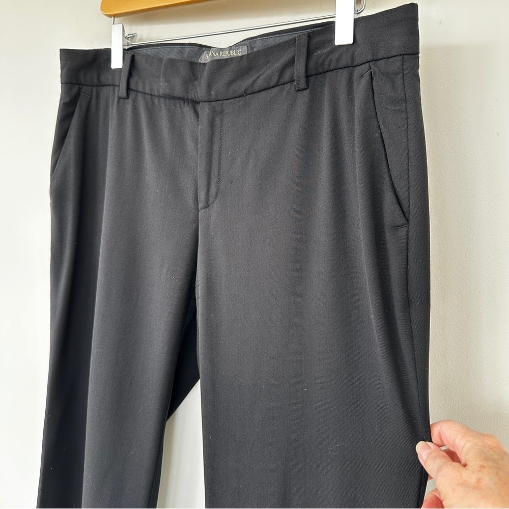 Banana Republic Classic Black Trousers, Mid-rise, Straight Leg, Wool Blend